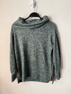 Anthropologie Marled Forest Green Cowl Neck Sweater